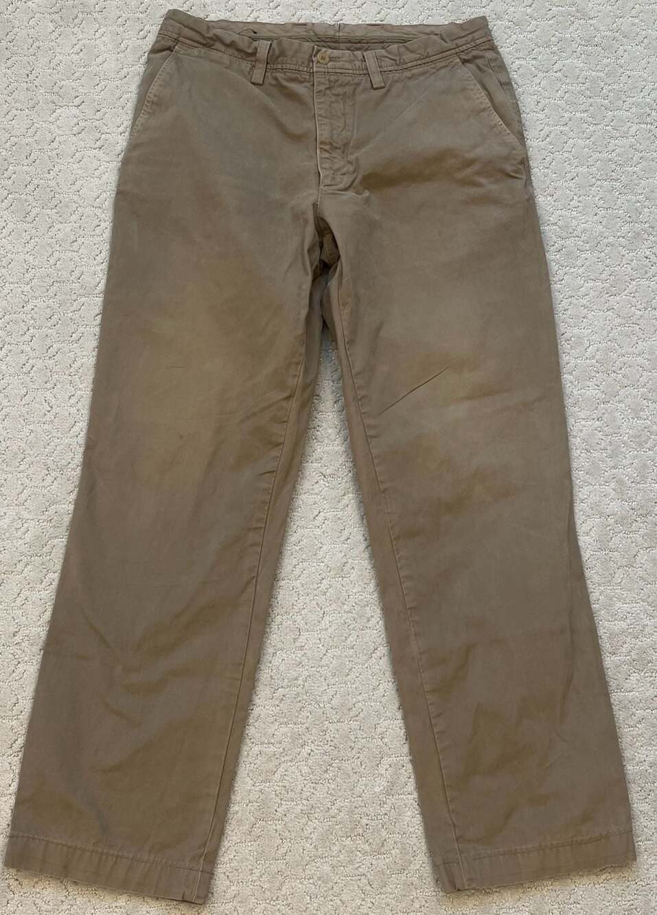 Massimo Dutti Men's Tan 100% Cotton Straight Leg Chino Pants Size 34 View 2
